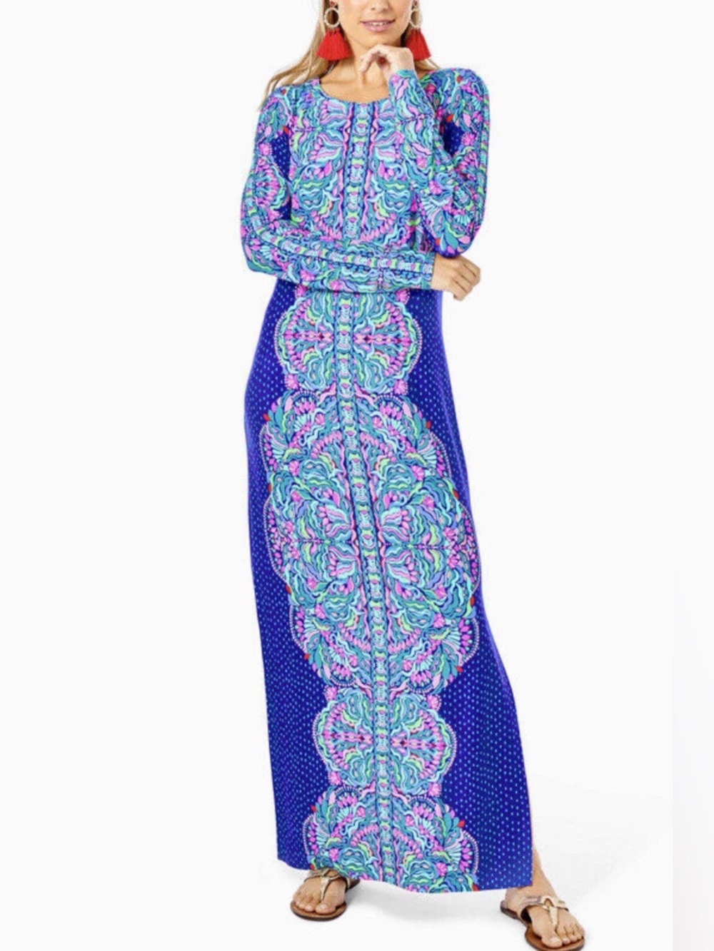 NWT Lilly Pulitzer Emmarie Maxi Dress Bonita Babe Cabochan Purple Size L - Picture 2 of 10
